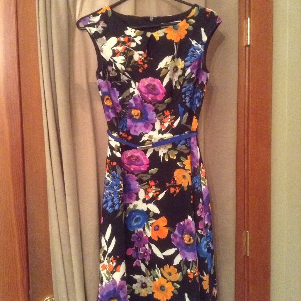 dress floral fit and flare retro keyhole 2 petite